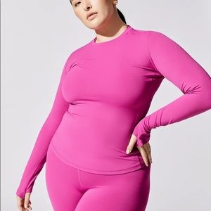 Carbon38 Long Sleeve Diamond Compression Workout Top in Magenta sz Medium